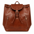 Sac à dos en cuir véritable cognac made in Italy style baroudeur chic