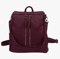 Sac à dos convertible en cuir véritable grainé avec double fermeture verticale made in Italy