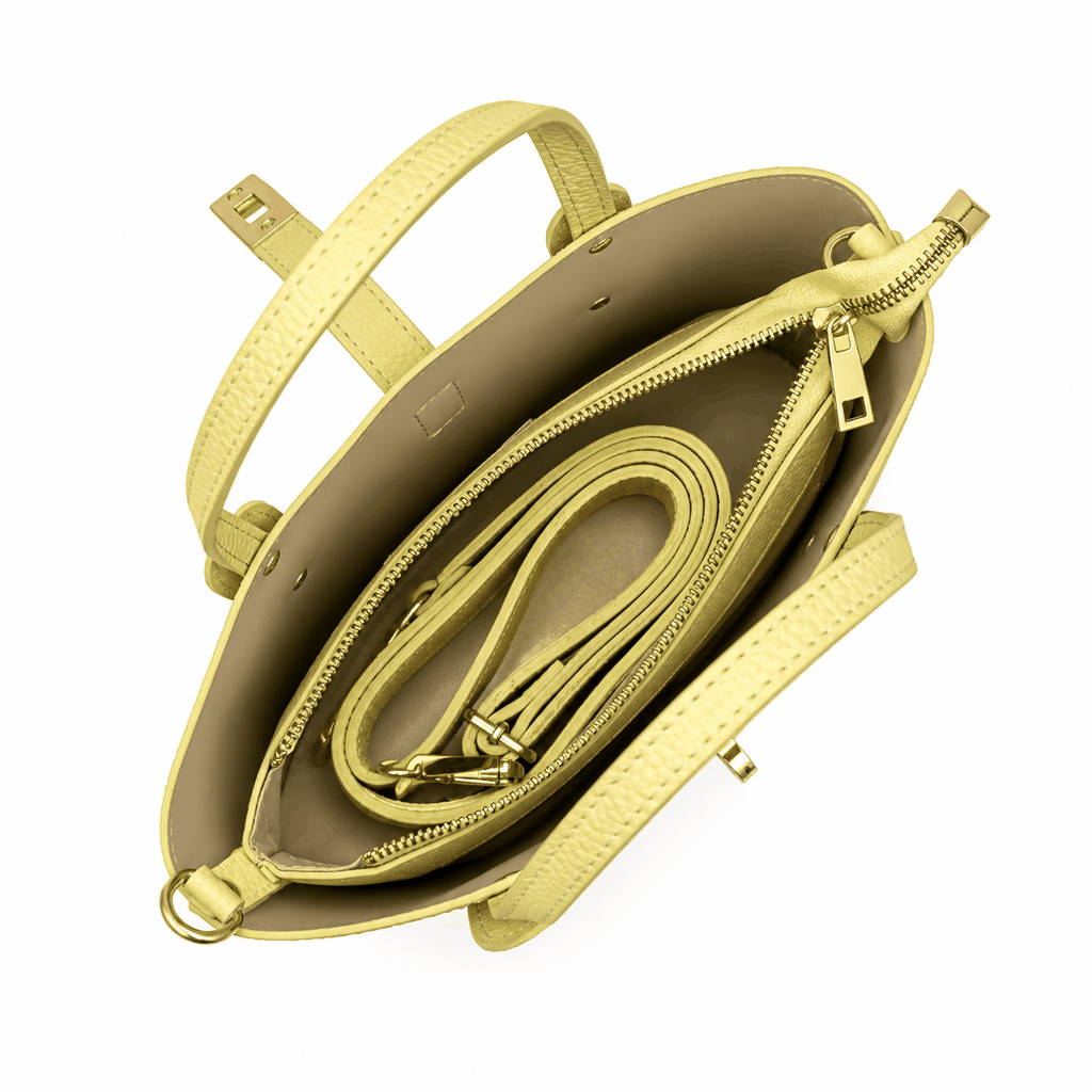 Sac à main en cuir véritable citron vert anis avec bandoulière amovible