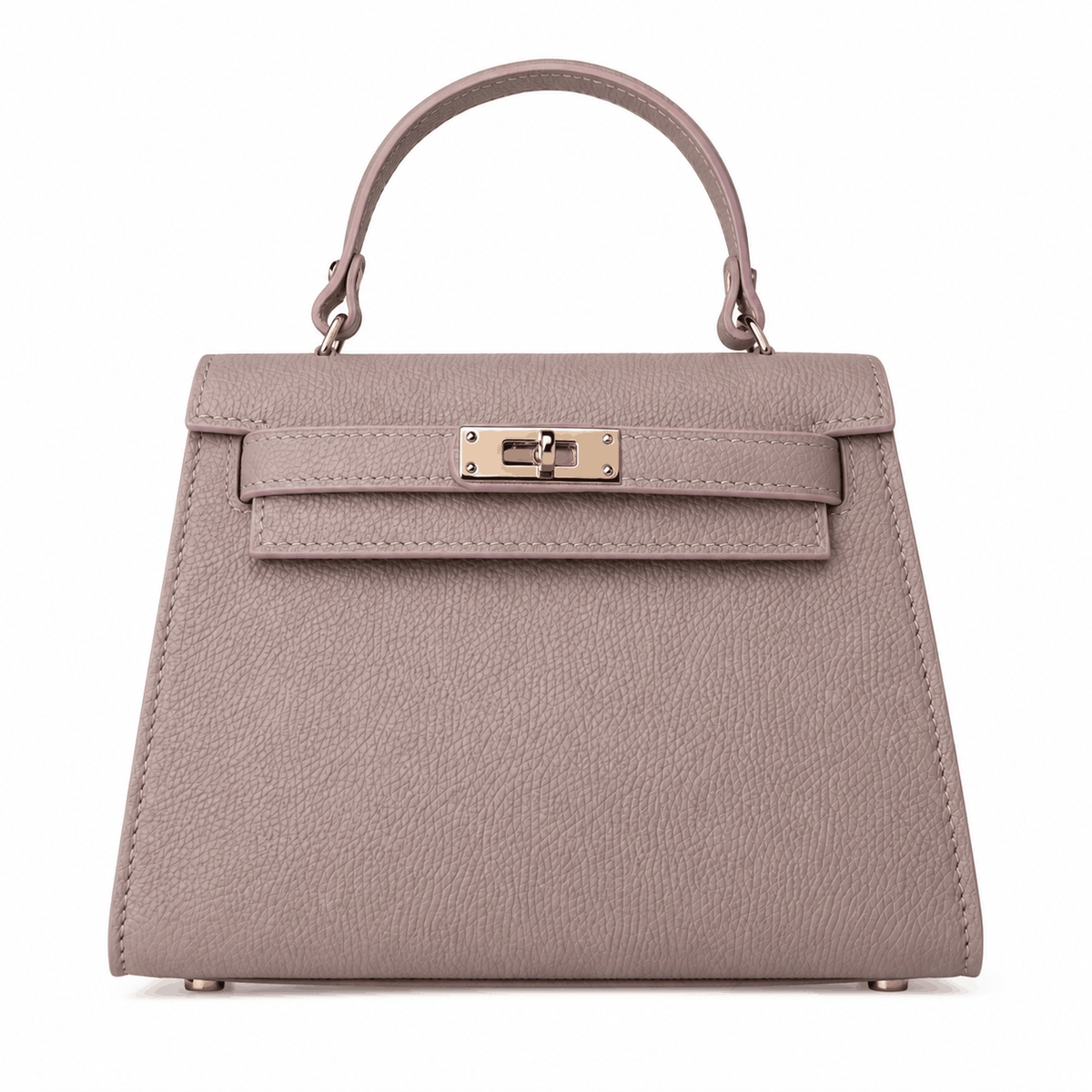 Sac à main trapèze en cuir grainé rose poudré élégance luxe