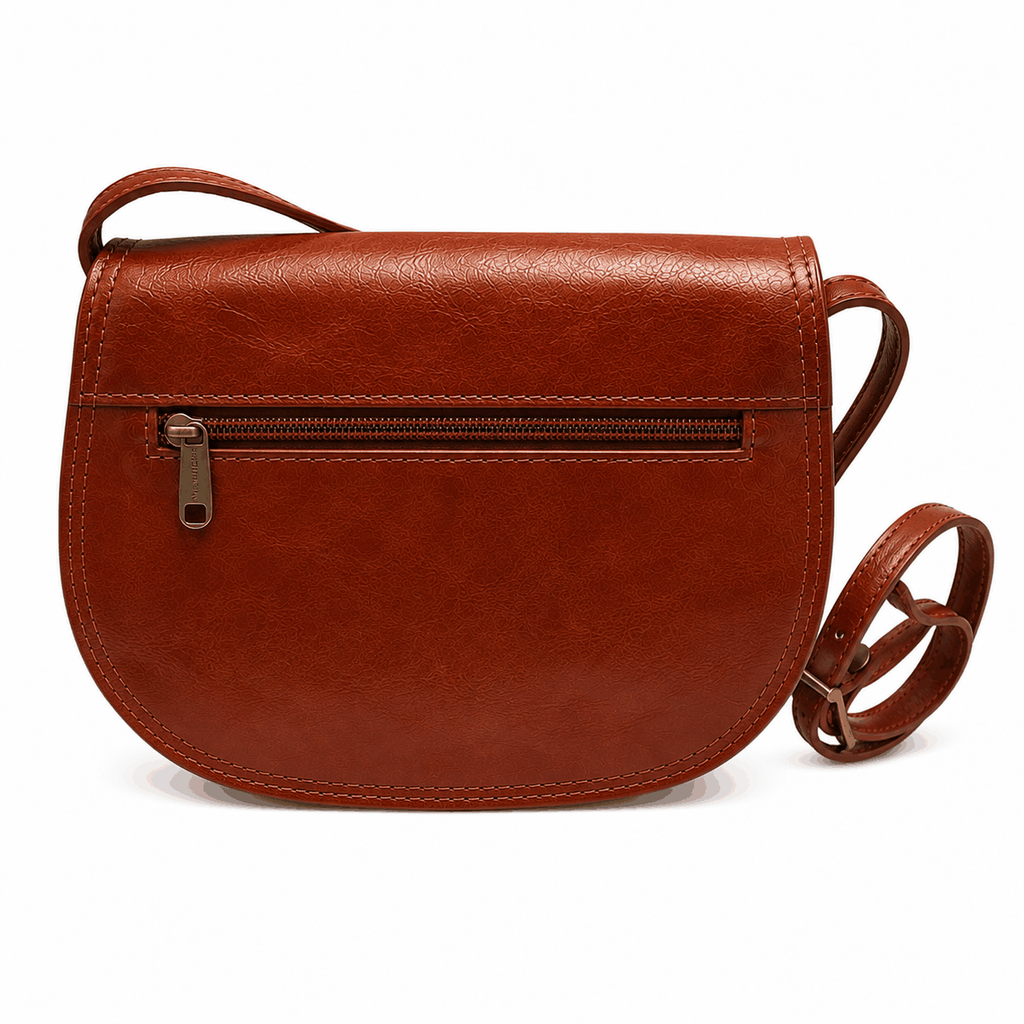 Sac besace en cuir véritable cognac artisanal italien bandoulière ajustable