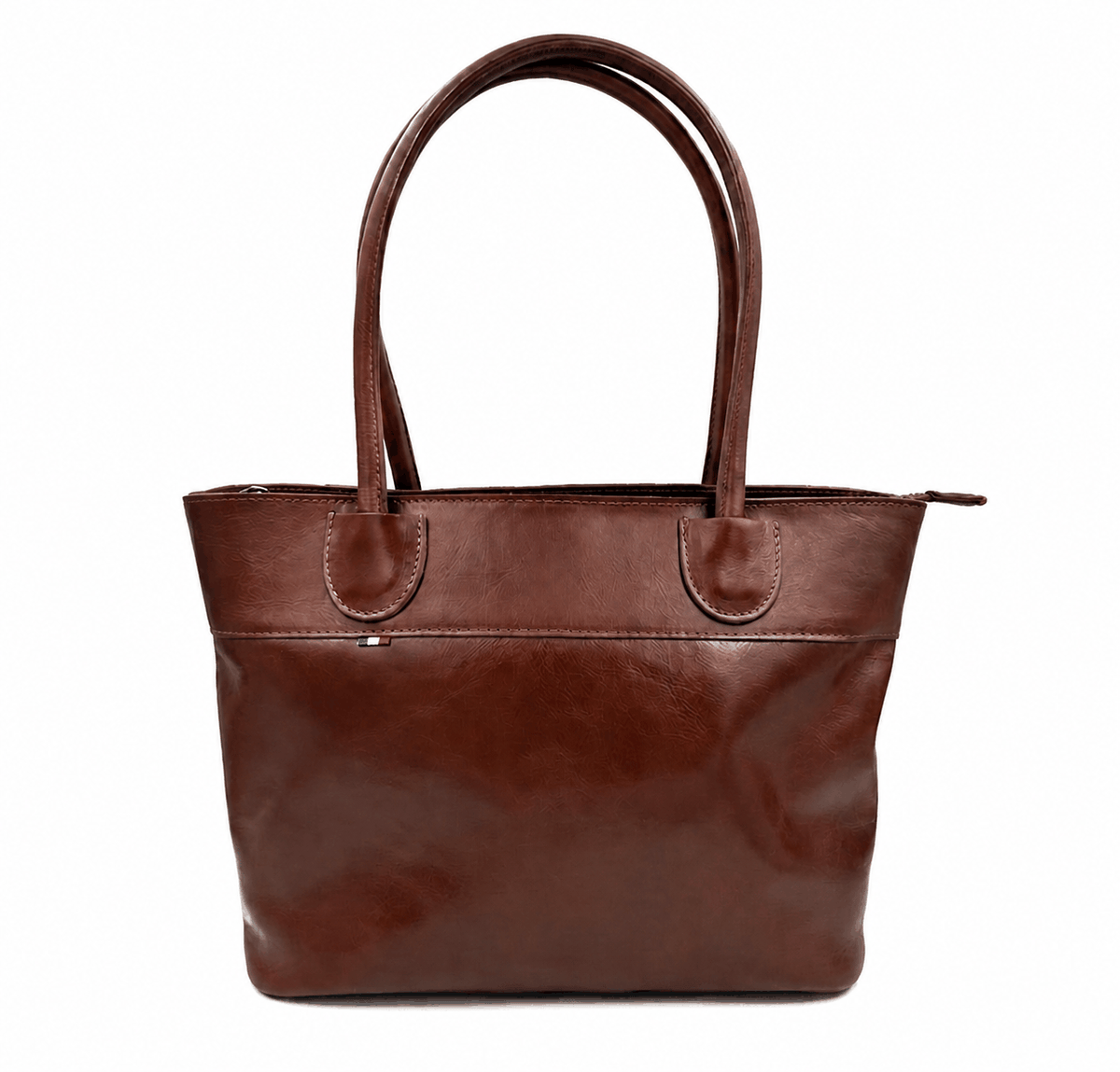 sac cabas en cuir marron made in italy avec détails tricolores et rangement zippé